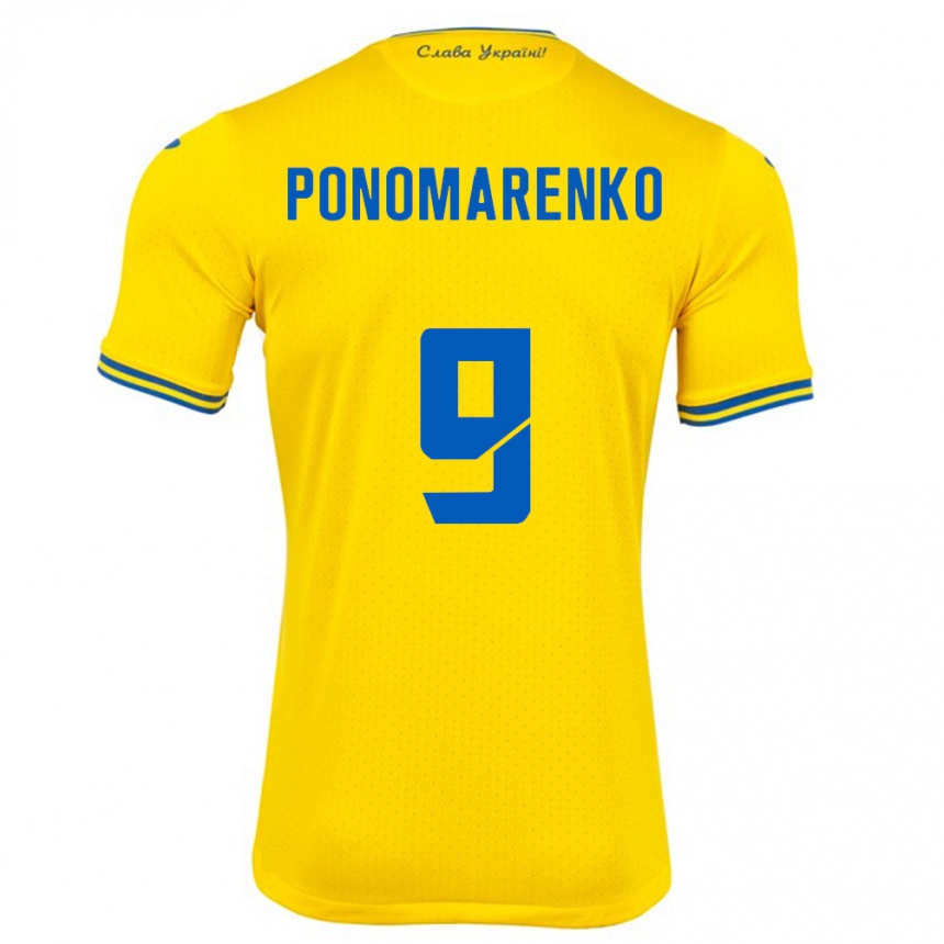 Niño Fútbol Camiseta Ucrania Matviy Ponomarenko #9 Amarillo 1ª Equipación 24-26