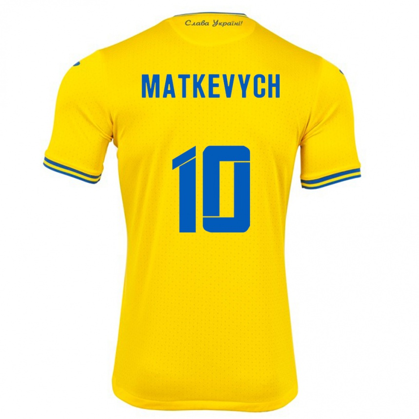 Niño Fútbol Camiseta Ucrania Andriy Matkevych #10 Amarillo 1ª Equipación 24-26