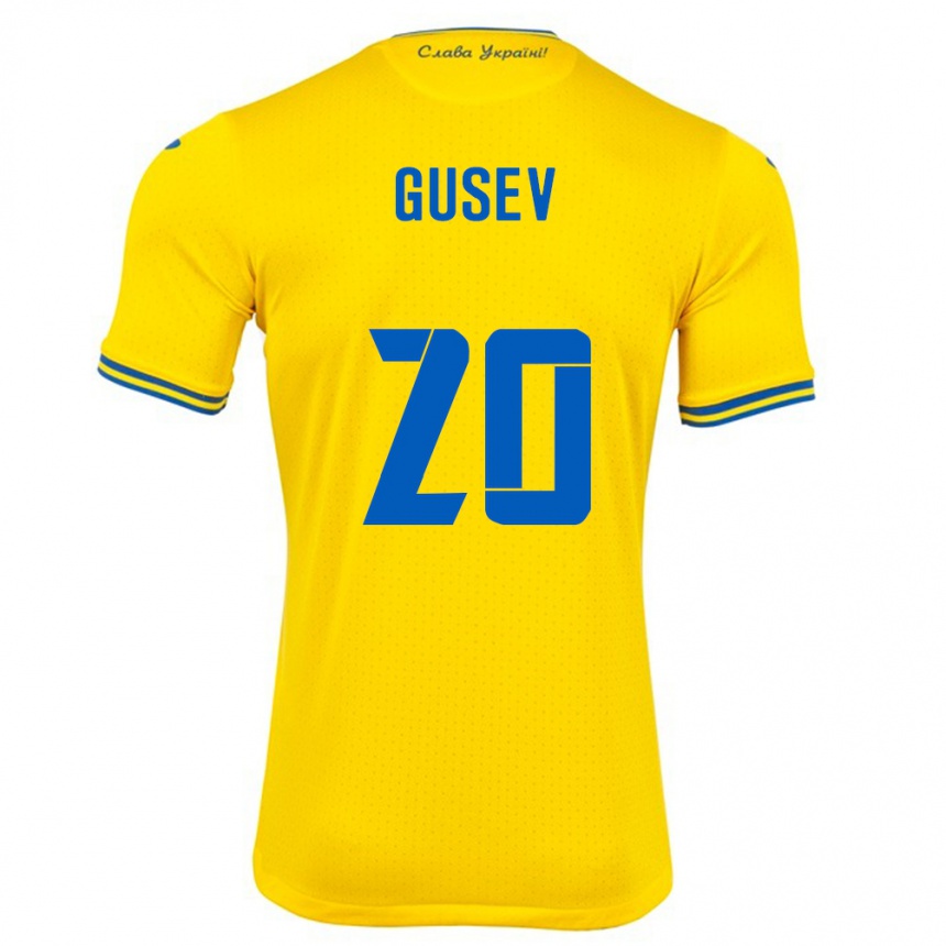 Niño Fútbol Camiseta Ucrania Oleksiy Gusev #20 Amarillo 1ª Equipación 24-26