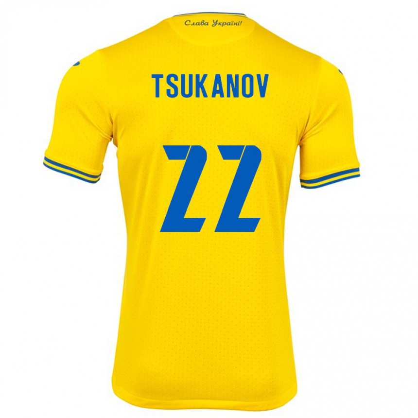 Niño Fútbol Camiseta Ucrania Viktor Tsukanov #22 Amarillo 1ª Equipación 24-26