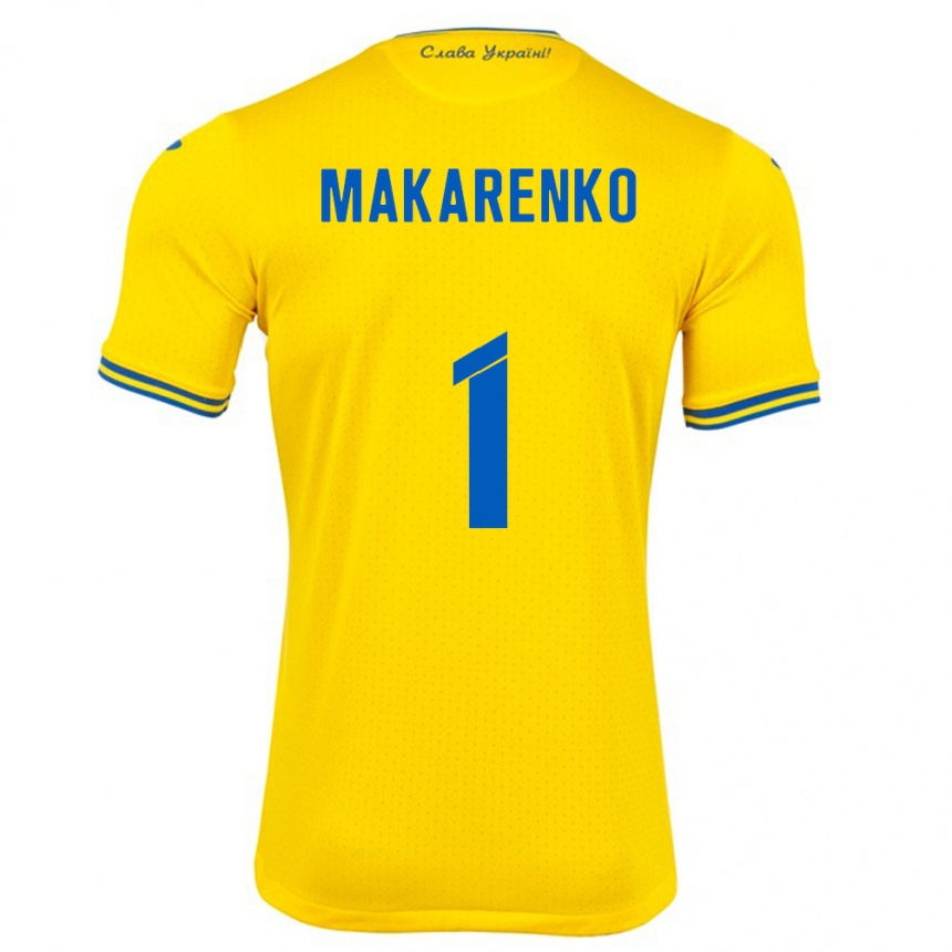 Niño Fútbol Camiseta Ucrania Nazar Makarenko #1 Amarillo 1ª Equipación 24-26