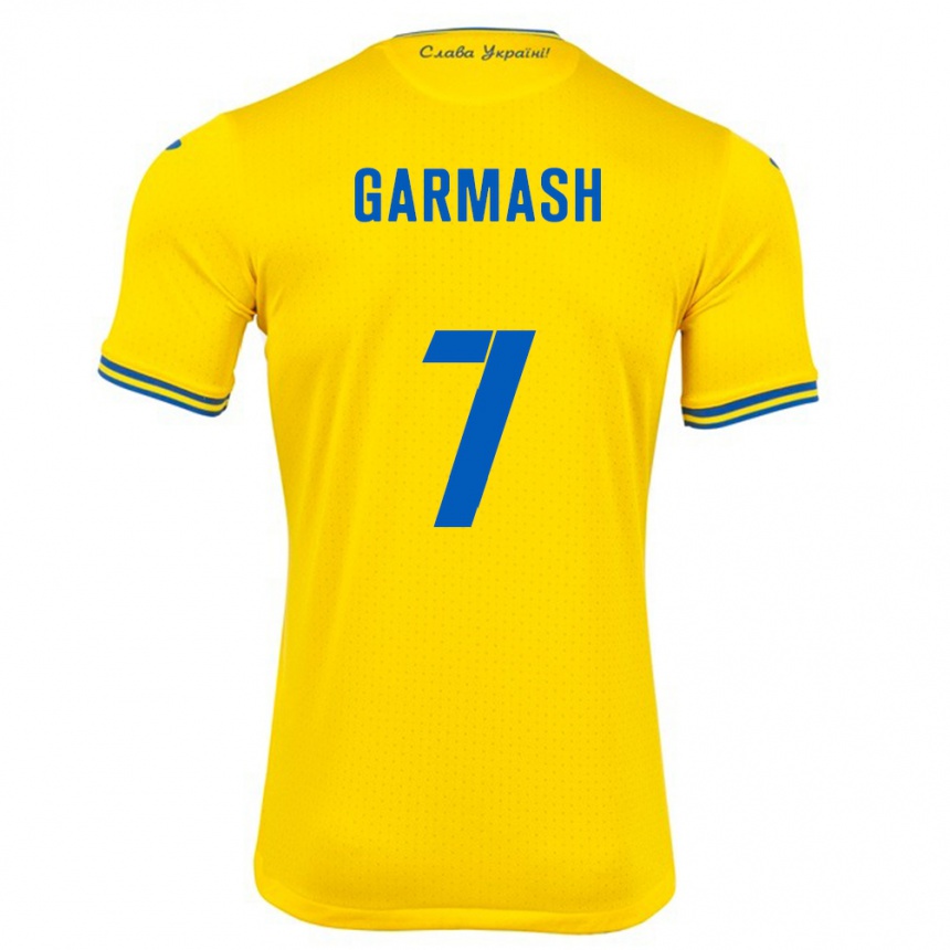 Niño Fútbol Camiseta Ucrania Yevgen Garmash #7 Amarillo 1ª Equipación 24-26