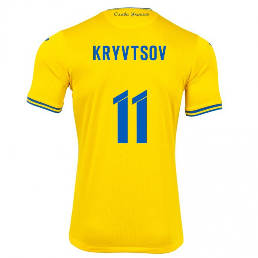 Niño Fútbol Camiseta Ucrania Nikita Kryvtsov #11 Amarillo 1ª Equipación 24-26