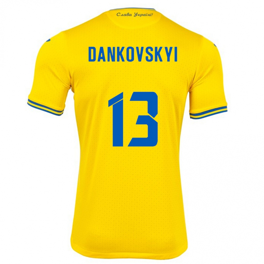 Niño Fútbol Camiseta Ucrania Yegor Dankovskyi #13 Amarillo 1ª Equipación 24-26