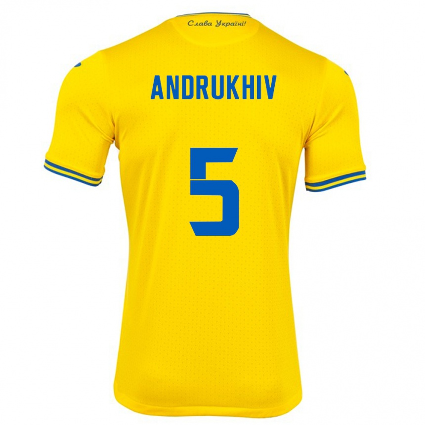 Niño Fútbol Camiseta Ucrania Veronika Andrukhiv #5 Amarillo 1ª Equipación 24-26