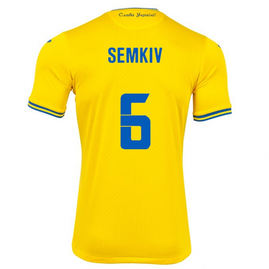 Niño Fútbol Camiseta Ucrania Dayana Semkiv #6 Amarillo 1ª Equipación 24-26