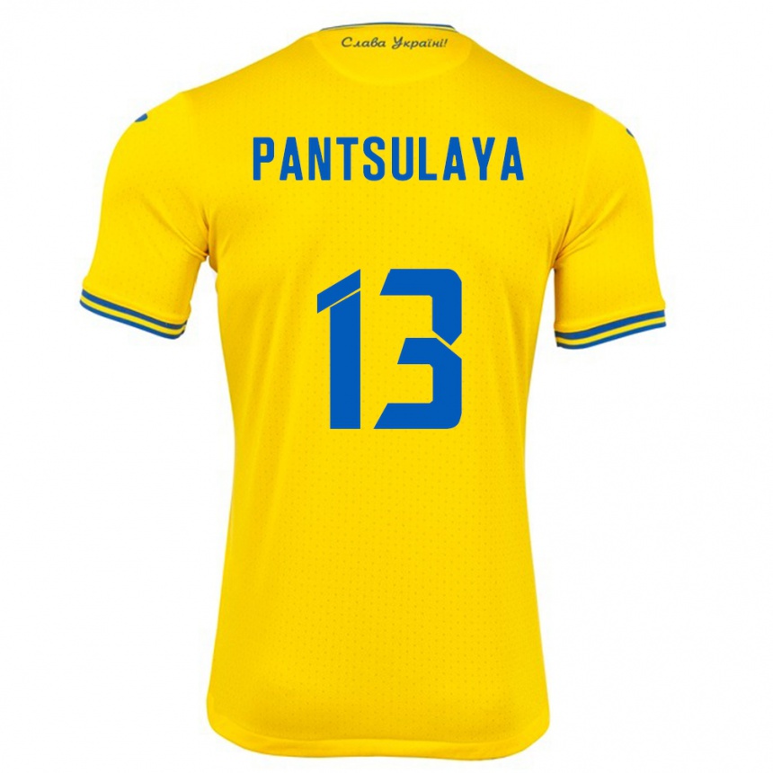 Niño Fútbol Camiseta Ucrania Natiya Pantsulaya #13 Amarillo 1ª Equipación 24-26