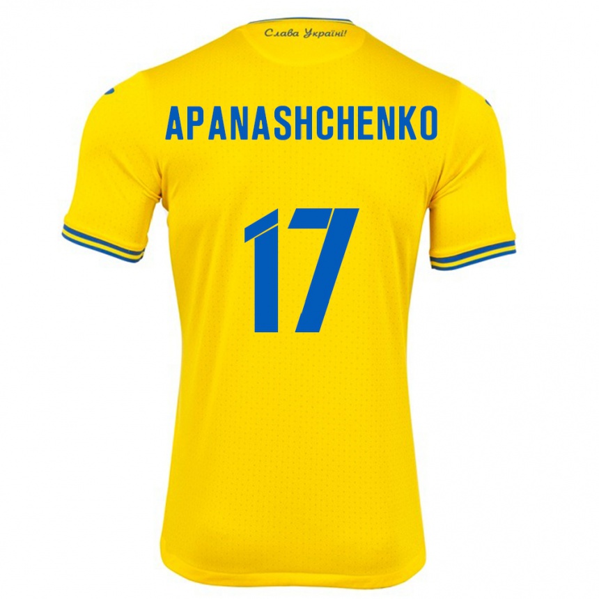 Niño Fútbol Camiseta Ucrania Daryna Apanashchenko #17 Amarillo 1ª Equipación 24-26