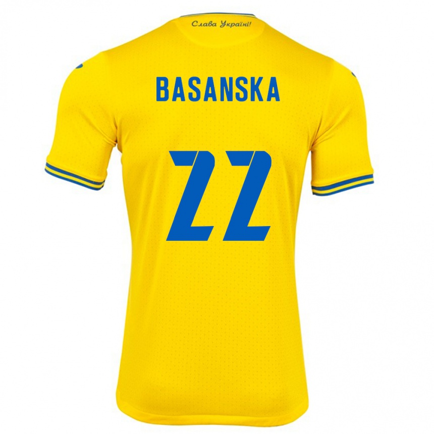 Niño Fútbol Camiseta Ucrania Olga Basanska #22 Amarillo 1ª Equipación 24-26