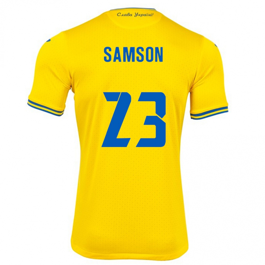 Niño Fútbol Camiseta Ucrania Kateryna Samson #23 Amarillo 1ª Equipación 24-26