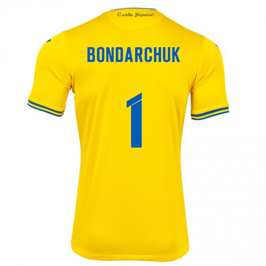 Niño Fútbol Camiseta Ucrania Daryna Bondarchuk #1 Amarillo 1ª Equipación 24-26