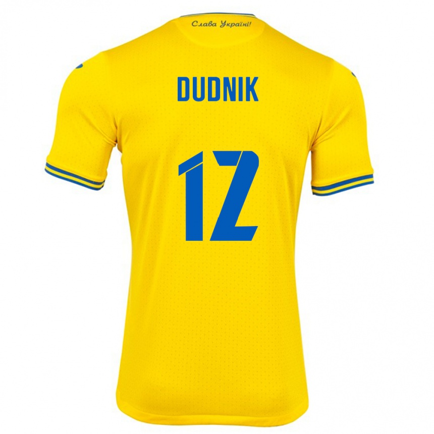 Niño Fútbol Camiseta Ucrania Marina Dudnik #12 Amarillo 1ª Equipación 24-26