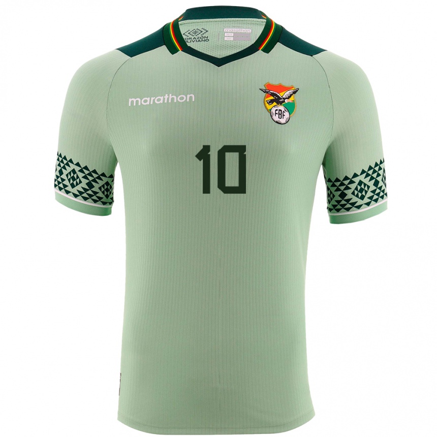 Niño Fútbol Camiseta Bolivia Leonardo Viviani #10 Verde Claro 1ª Equipación 24-26