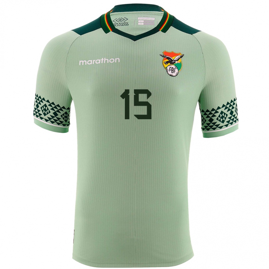 Niño Fútbol Camiseta Bolivia Gabriel Villamíl #15 Verde Claro 1ª Equipación 24-26