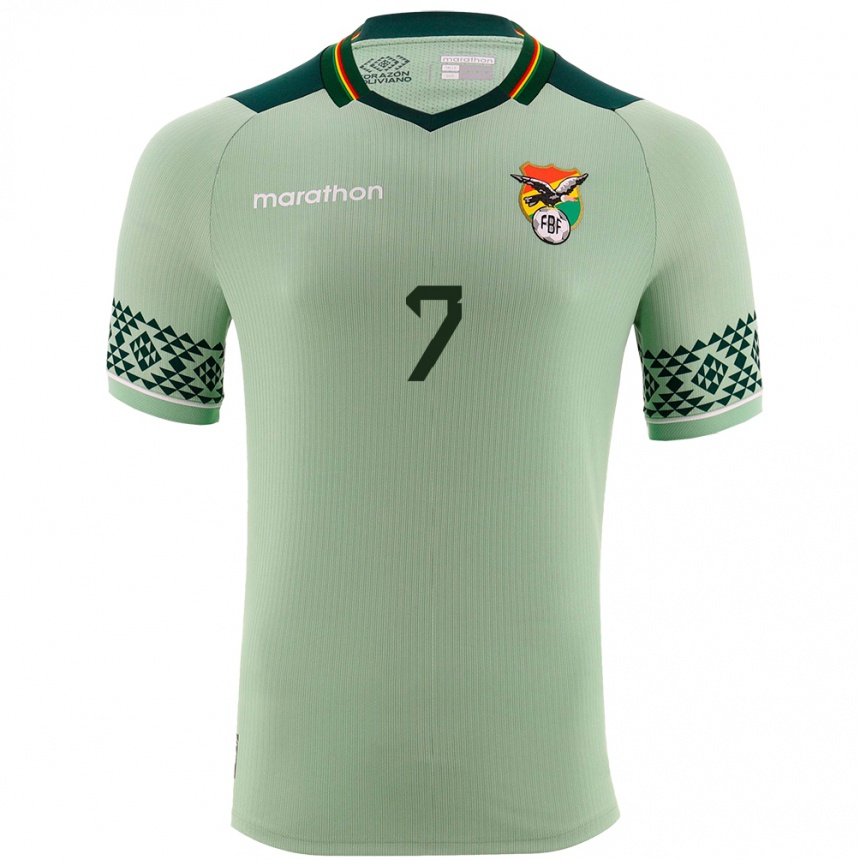 Niño Fútbol Camiseta Bolivia Miguel Villarroel #7 Verde Claro 1ª Equipación 24-26