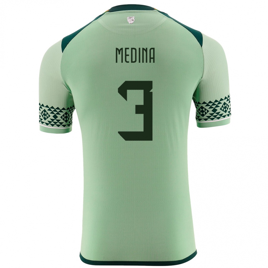 Niño Fútbol Camiseta Bolivia Diego Medina #3 Verde Claro 1ª Equipación 24-26