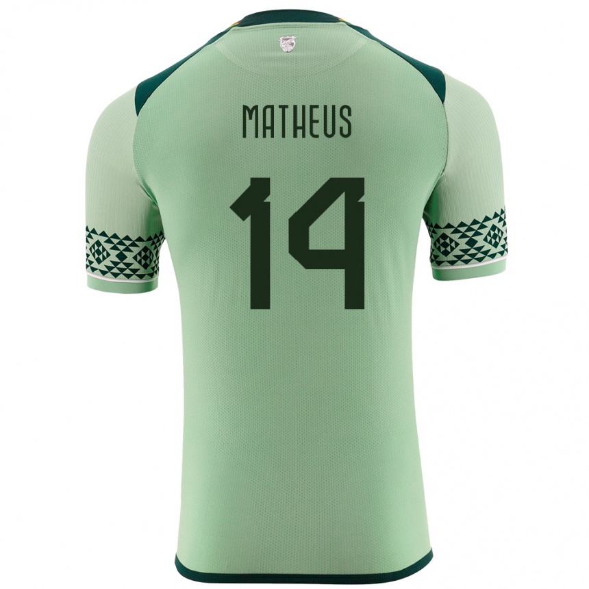 Niño Fútbol Camiseta Bolivia Robson Matheus #14 Verde Claro 1ª Equipación 24-26