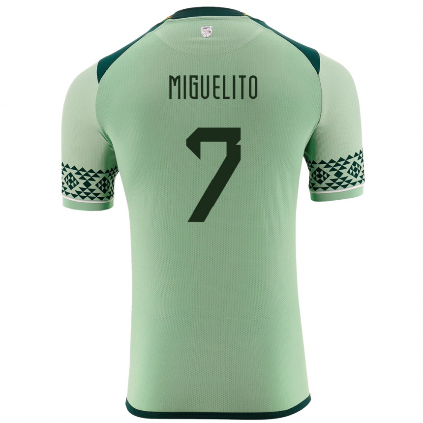 Niño Fútbol Camiseta Bolivia Miguelito #7 Verde Claro 1ª Equipación 24-26