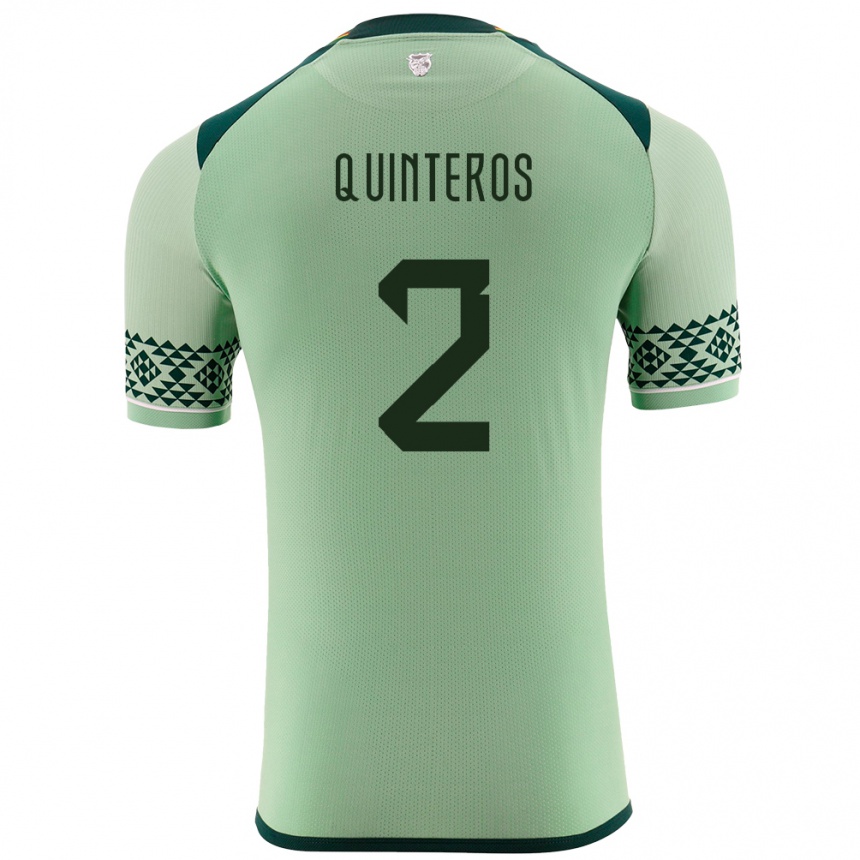 Niño Fútbol Camiseta Bolivia Jairo Quinteros #2 Verde Claro 1ª Equipación 24-26