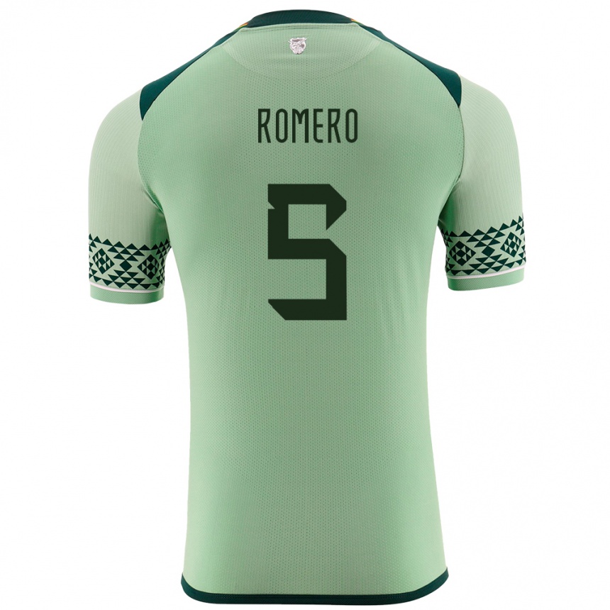 Niño Fútbol Camiseta Bolivia César Romero #5 Verde Claro 1ª Equipación 24-26