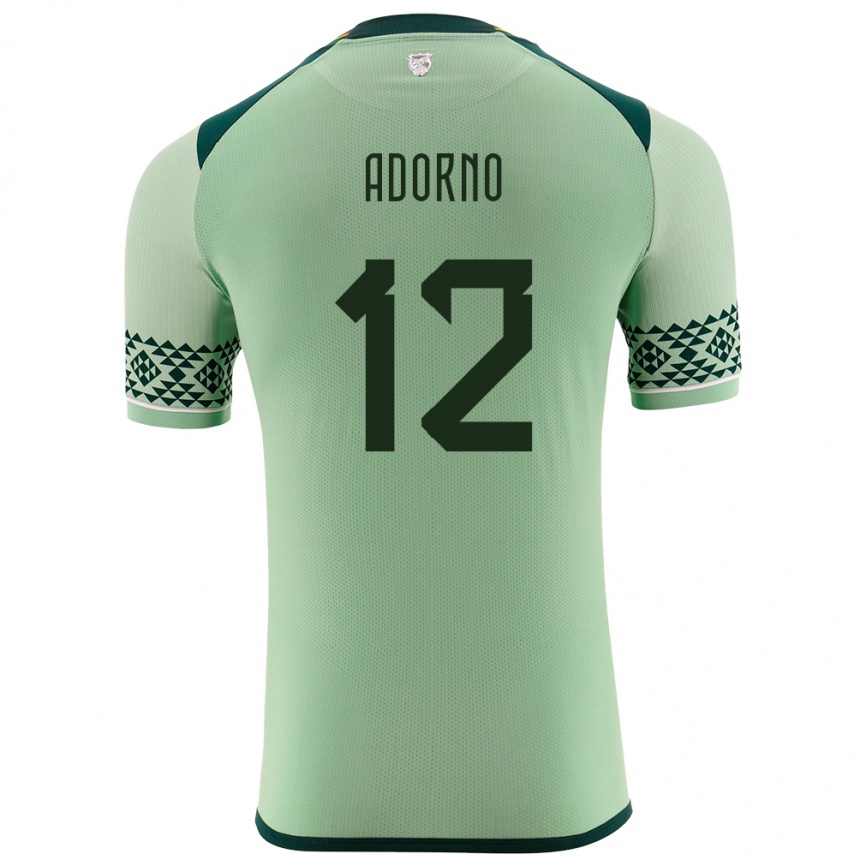 Niño Fútbol Camiseta Bolivia Carlos Adorno #12 Verde Claro 1ª Equipación 24-26
