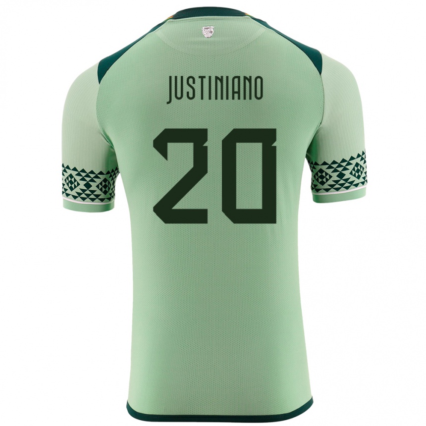 Niño Fútbol Camiseta Bolivia Leonardo Justiniano #20 Verde Claro 1ª Equipación 24-26