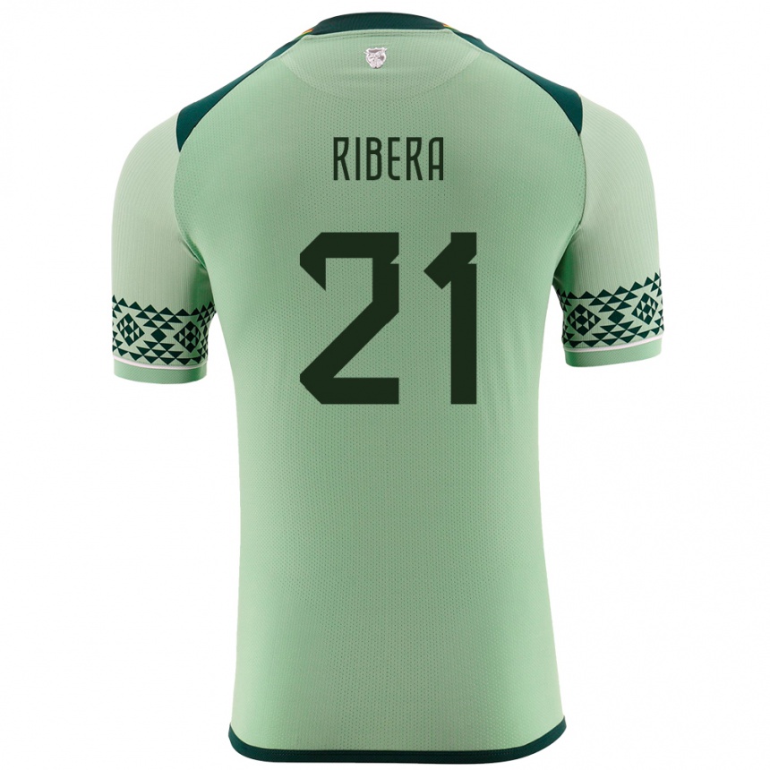 Niño Fútbol Camiseta Bolivia Daniel Ribera #21 Verde Claro 1ª Equipación 24-26