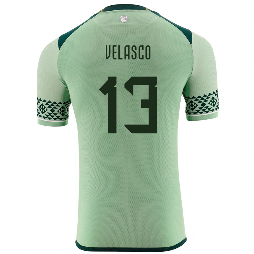 Niño Fútbol Camiseta Bolivia Jhon Velasco #13 Verde Claro 1ª Equipación 24-26