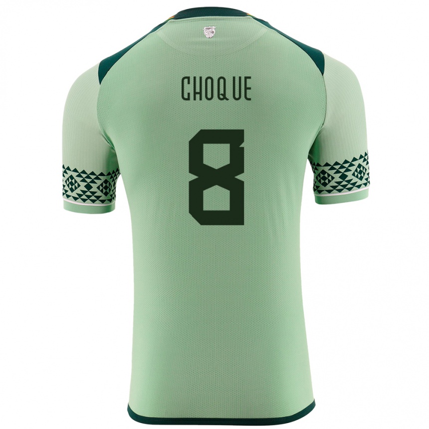 Niño Fútbol Camiseta Bolivia Deybi Choque #8 Verde Claro 1ª Equipación 24-26