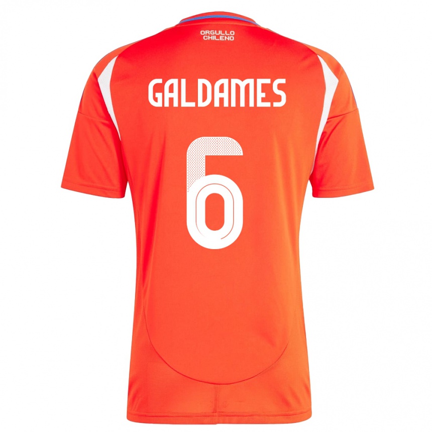 Niño Fútbol Camiseta Chile Thomas Galdames #6 Rojo 1ª Equipación 24-26