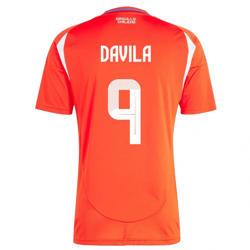 Niño Fútbol Camiseta Chile Víctor Dávila #9 Rojo 1ª Equipación 24-26