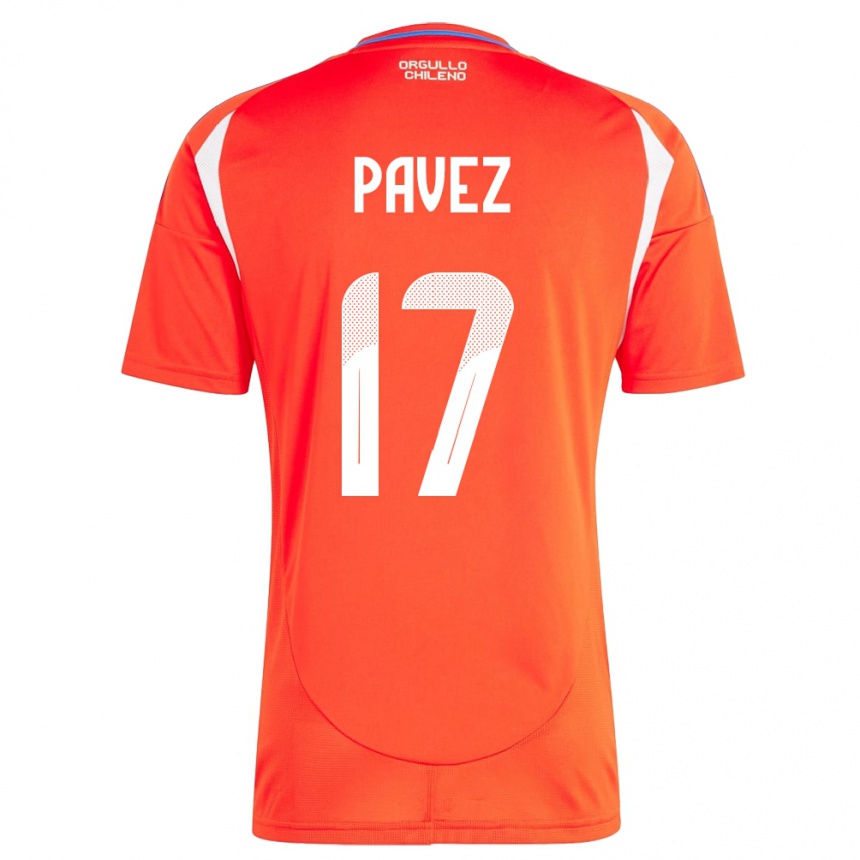 Niño Fútbol Camiseta Chile Esteban Pavez #17 Rojo 1ª Equipación 24-26