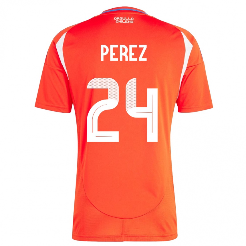 Niño Fútbol Camiseta Chile César Pérez #24 Rojo 1ª Equipación 24-26