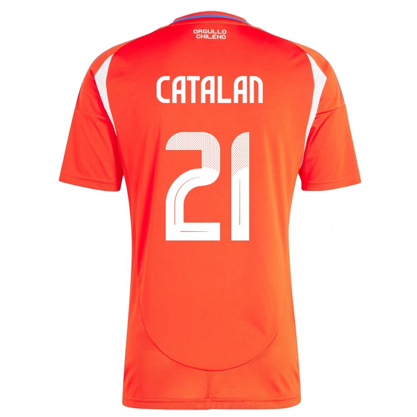 Niño Fútbol Camiseta Chile Matías Catalán #21 Rojo 1ª Equipación 24-26