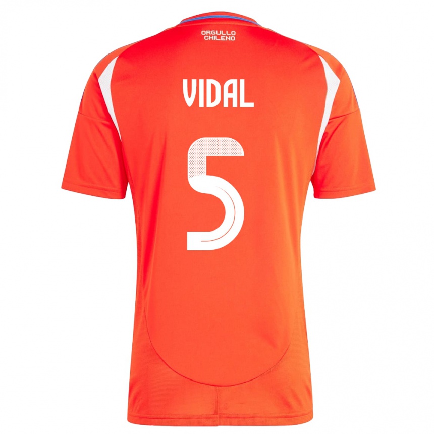 Niño Fútbol Camiseta Chile Valentín Vidal #5 Rojo 1ª Equipación 24-26