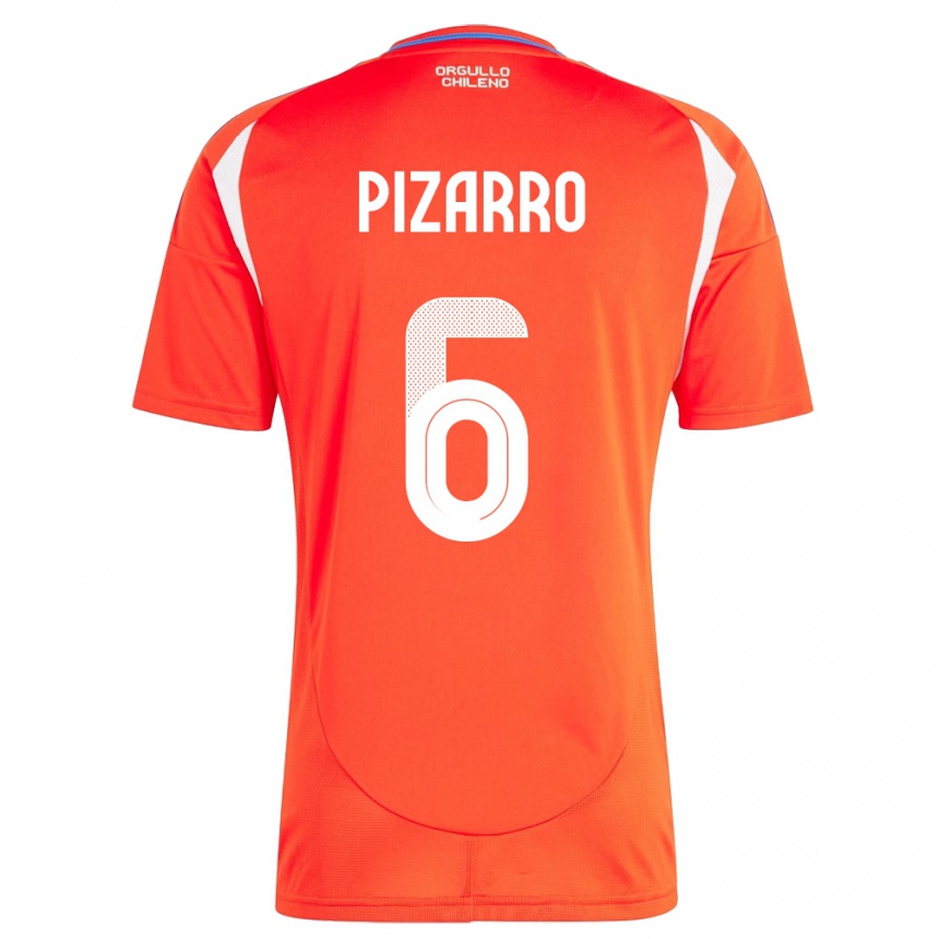 Niño Fútbol Camiseta Chile Vicente Pizarro #6 Rojo 1ª Equipación 24-26