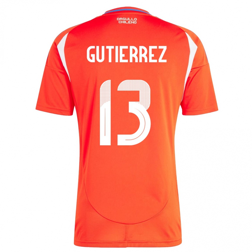 Niño Fútbol Camiseta Chile Daniel Gutiérrez #13 Rojo 1ª Equipación 24-26