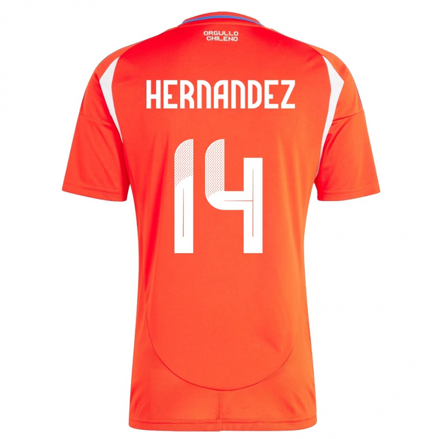 Niño Fútbol Camiseta Chile Leandro Hernández #14 Rojo 1ª Equipación 24-26