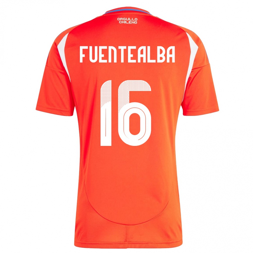 Niño Fútbol Camiseta Chile Jeison Fuentealba #16 Rojo 1ª Equipación 24-26