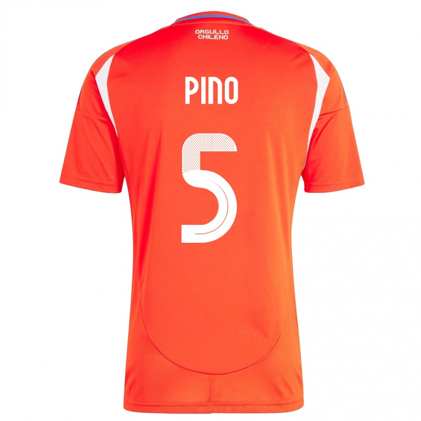 Niño Fútbol Camiseta Chile Sebastián Pino #5 Rojo 1ª Equipación 24-26