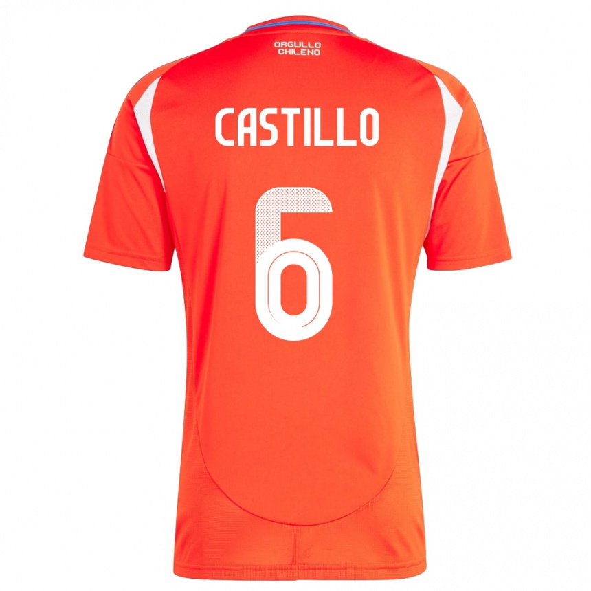 Niño Fútbol Camiseta Chile Cristóbal Castillo #6 Rojo 1ª Equipación 24-26