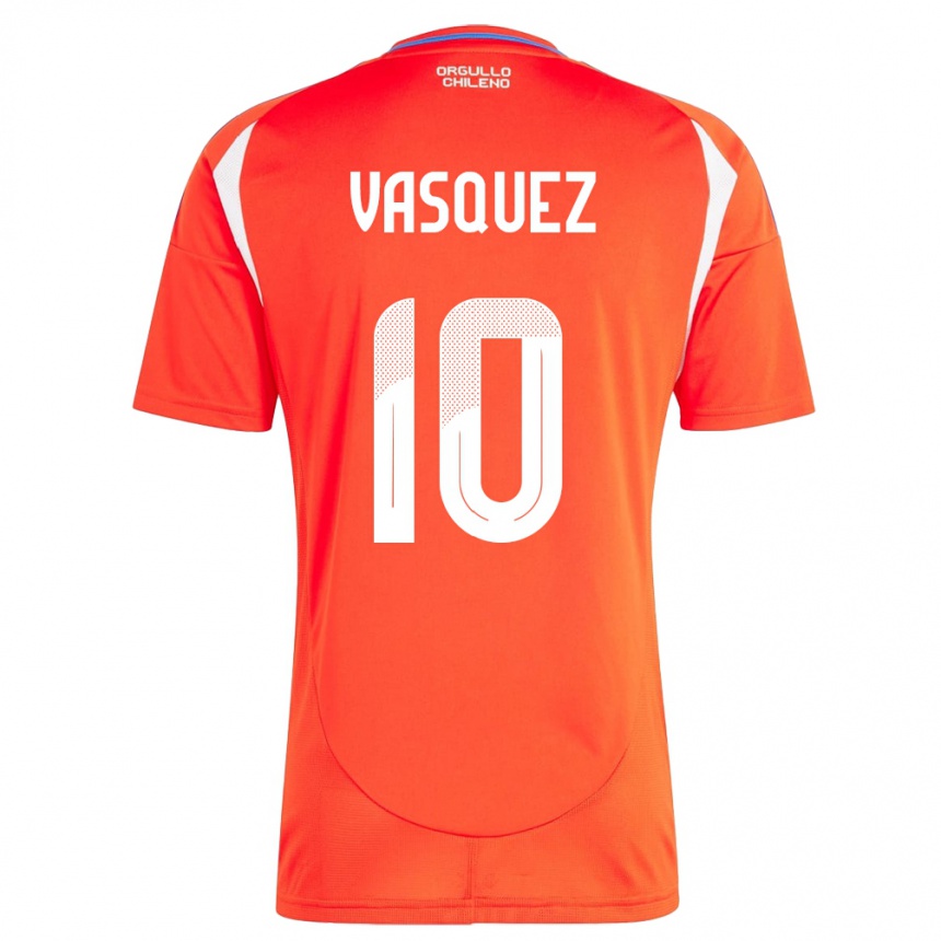 Niño Fútbol Camiseta Chile Ignacio Vásquez #10 Rojo 1ª Equipación 24-26