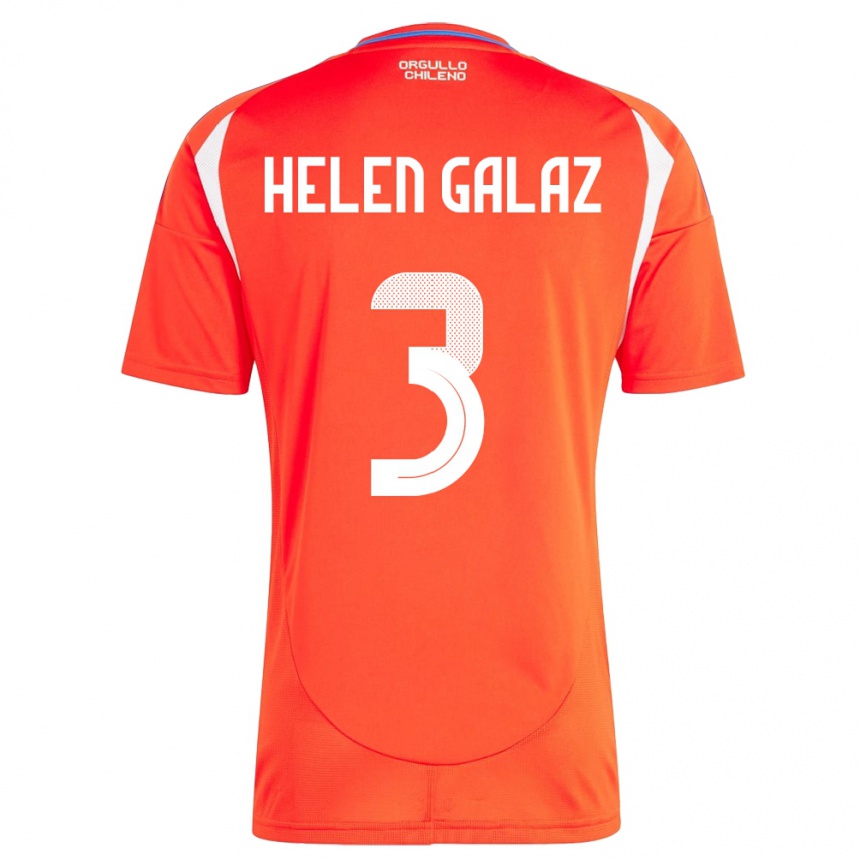 Niño Fútbol Camiseta Chile Su Helen Galaz #3 Rojo 1ª Equipación 24-26