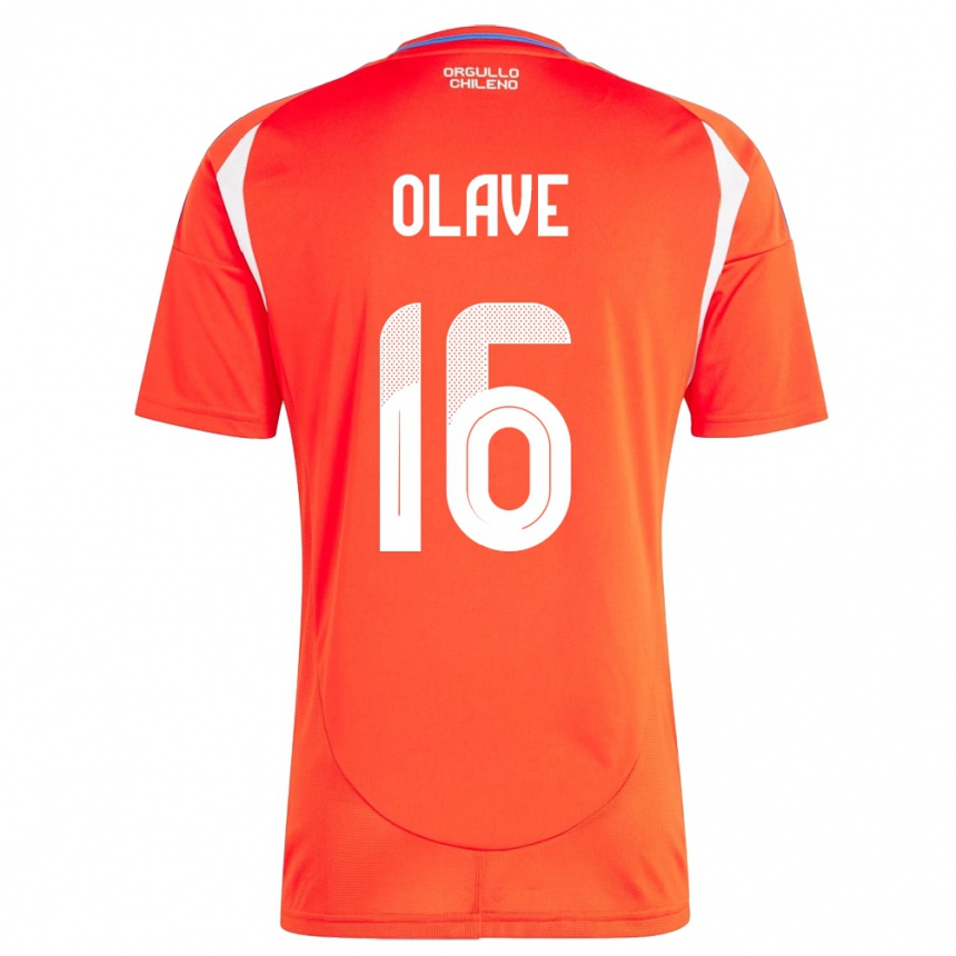 Niño Fútbol Camiseta Chile Isidora Olave #16 Rojo 1ª Equipación 24-26