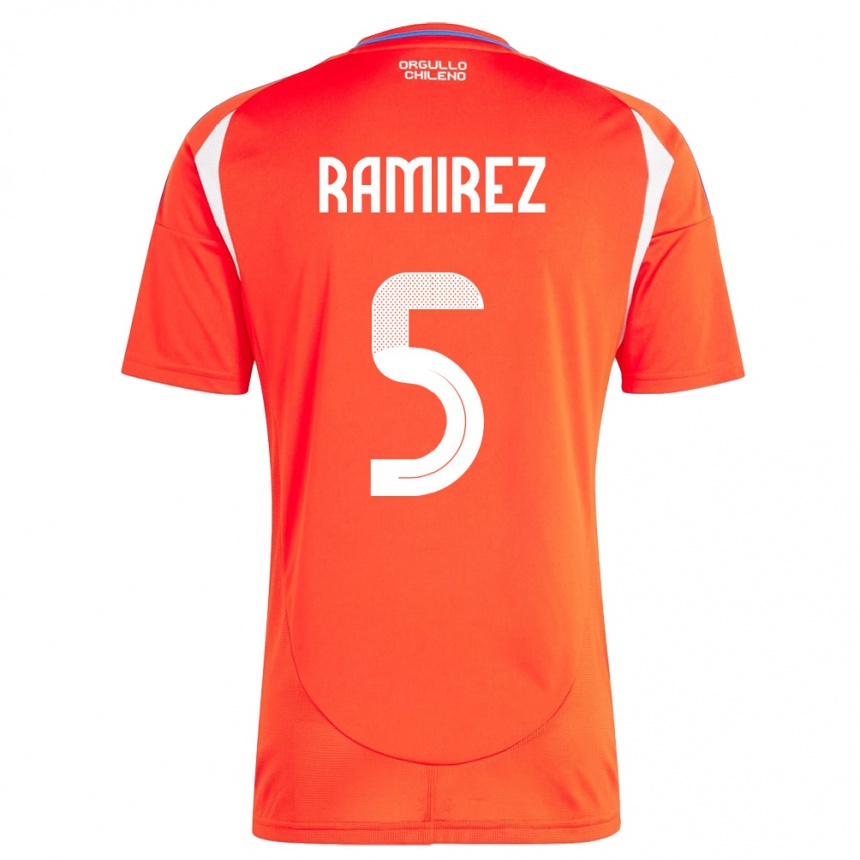 Niño Fútbol Camiseta Chile Fernanda Ramírez #5 Rojo 1ª Equipación 24-26