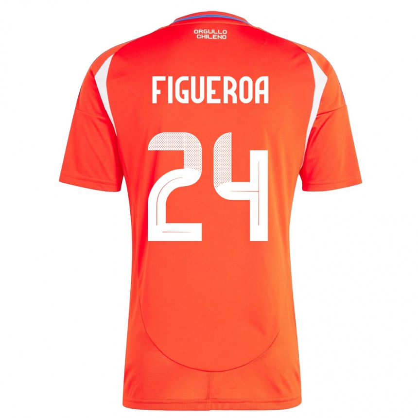 Niño Fútbol Camiseta Chile Ámbar Figueroa #24 Rojo 1ª Equipación 24-26