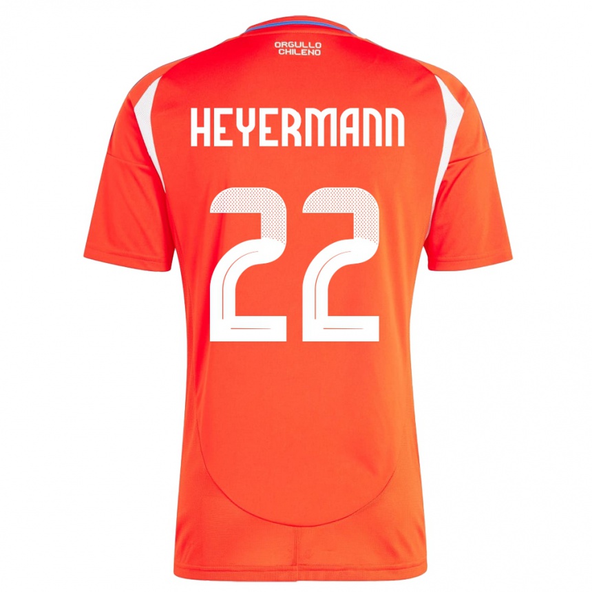 Niño Fútbol Camiseta Chile Agustina Heyermann #22 Rojo 1ª Equipación 24-26