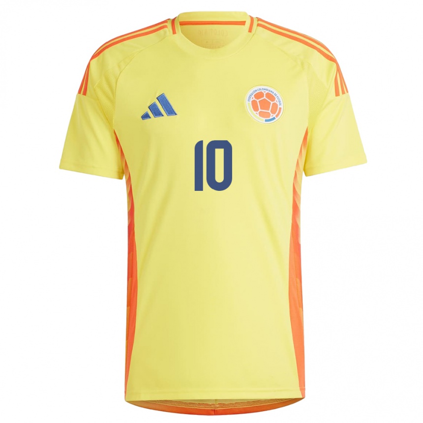 Niño Fútbol Camiseta Colombia Yisela Cuesta #10 Amarillo 1ª Equipación 24-26