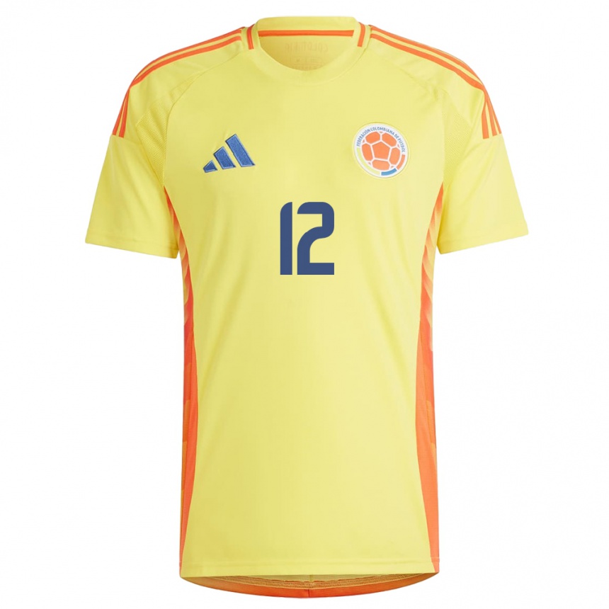 Niño Fútbol Camiseta Colombia Sandra Sepúlveda #12 Amarillo 1ª Equipación 24-26