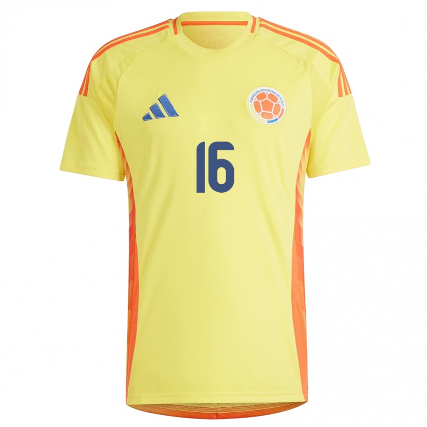 Niño Fútbol Camiseta Colombia Jefferson Lerma #16 Amarillo 1ª Equipación 24-26